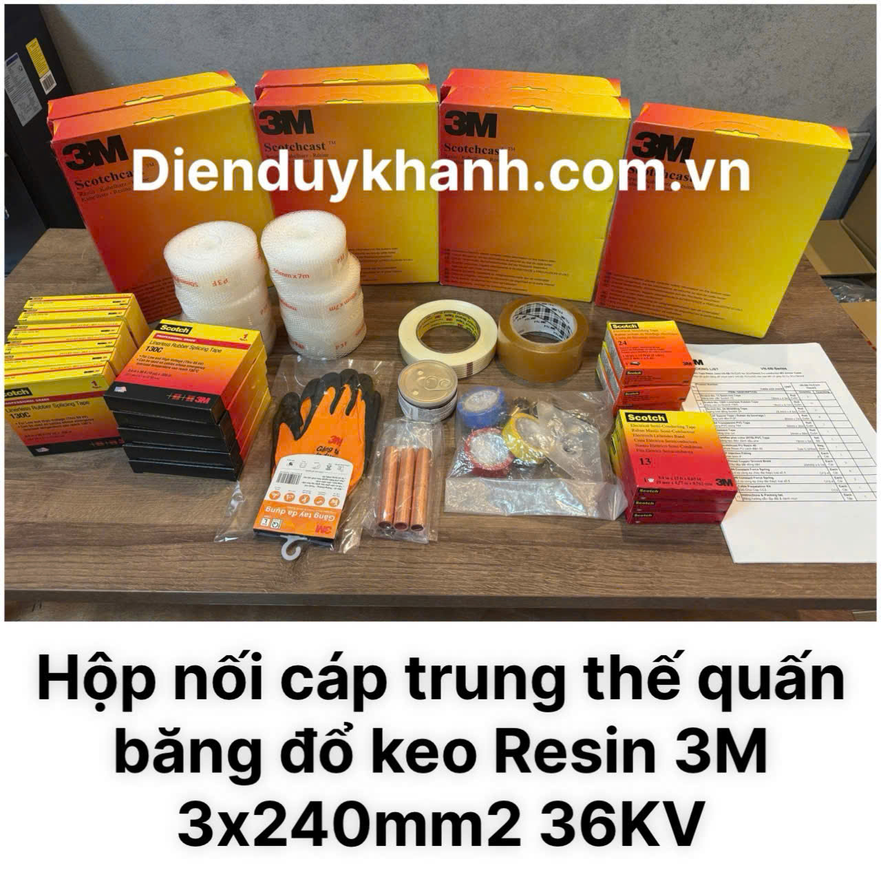 Hộp Nối Cáp Trung Thế Quấn Băng Đổ Resin 36KV 3Cx240_ VN-6B 94-A 240-Cu/3
